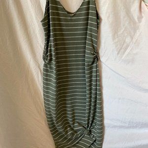 NORDY Green White Stripe Midi Summer Dress Sz L